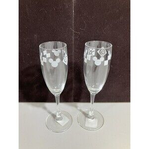 Y2K Vintage Disney Gallery Champagne Glass Flutes Mickey Mouse Set Of 2